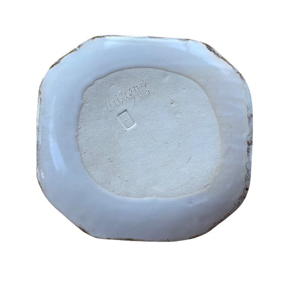 VTG Signed Handcrafted Ceramic Plates Abstract Earth Brushstroke Design Set Of 2 - Picture 6 of 13